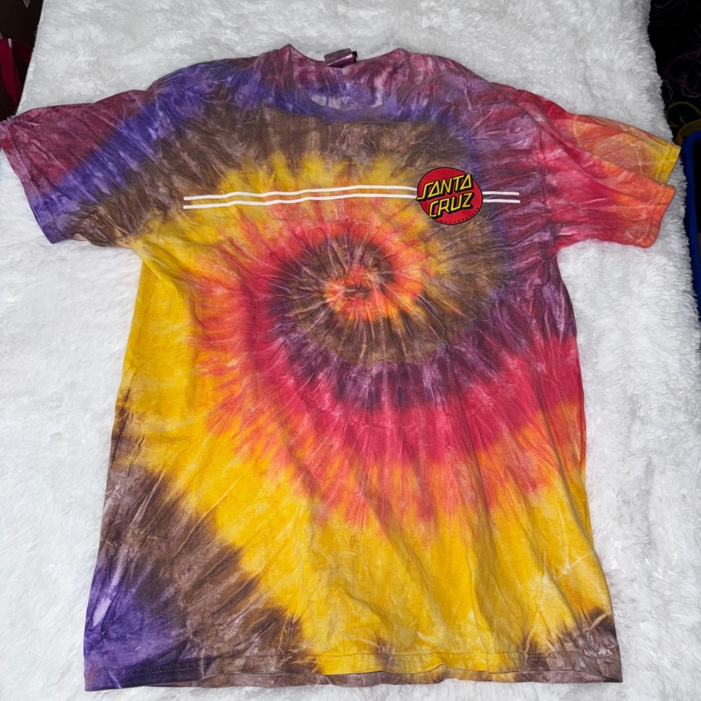 Santa Cruz Skateboards T-Shirt Tie Dye Swirl Mens Medium Graphic Tee - Picture 6 of 6